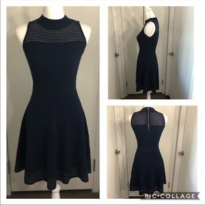 Milly Sleeveless Mock Neck Sweater Dress in Navy